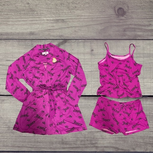 Juicy Couture 3PC Hot Pink Robe Set - Picture 1 of 10